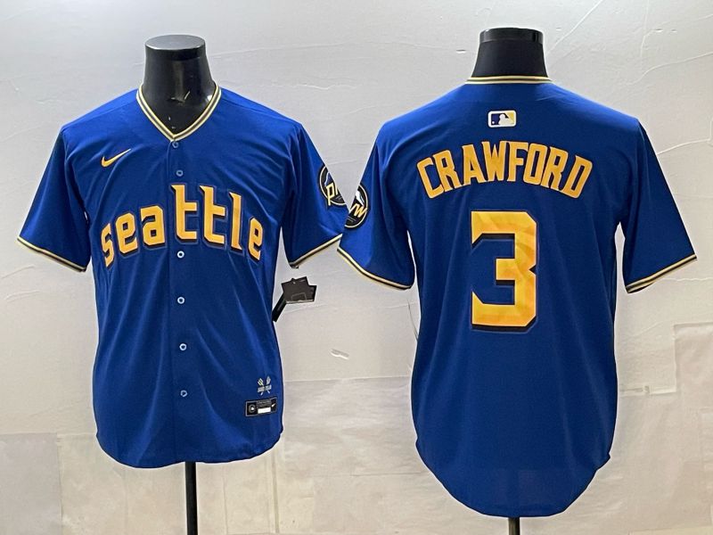 Men Seattle Mariners #3 Crawford blue Game Nike MLB 2025 Jersey 001->seattle mariners->MLB Jersey